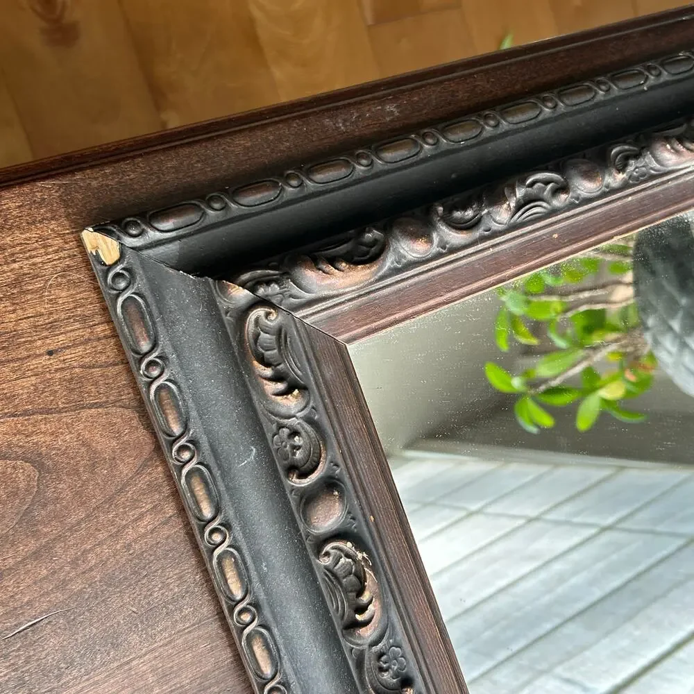 Vintage Turner wall accessories carved famed wood mirror MCM
